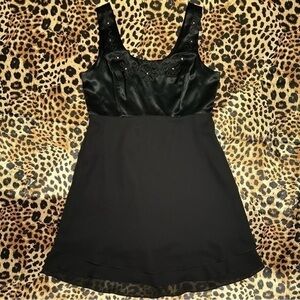 Vintage CDC Evening Black Satin & Chiffon Dress